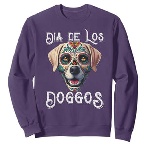 Day Of The Dead Sweatshirt Dia De Los Doggos Dog Calaca Face Painting TS11 Purple Print Your Wear