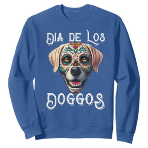 Day Of The Dead Sweatshirt Dia De Los Doggos Dog Calaca Face Painting TS11 Royal Blue Print Your Wear