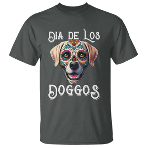 Day Of The Dead T Shirt Dia De Los Doggos Dog Calaca Face Painting TS11 Dark Heather Print Your Wear