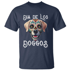 Day Of The Dead T Shirt Dia De Los Doggos Dog Calaca Face Painting TS11 Navy Print Your Wear