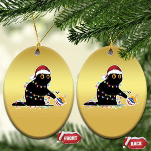 Funny Harris Supporter Christmas Ornament Xmas Black Cat With Bauble TS11 Oval Gold Print Your Wear