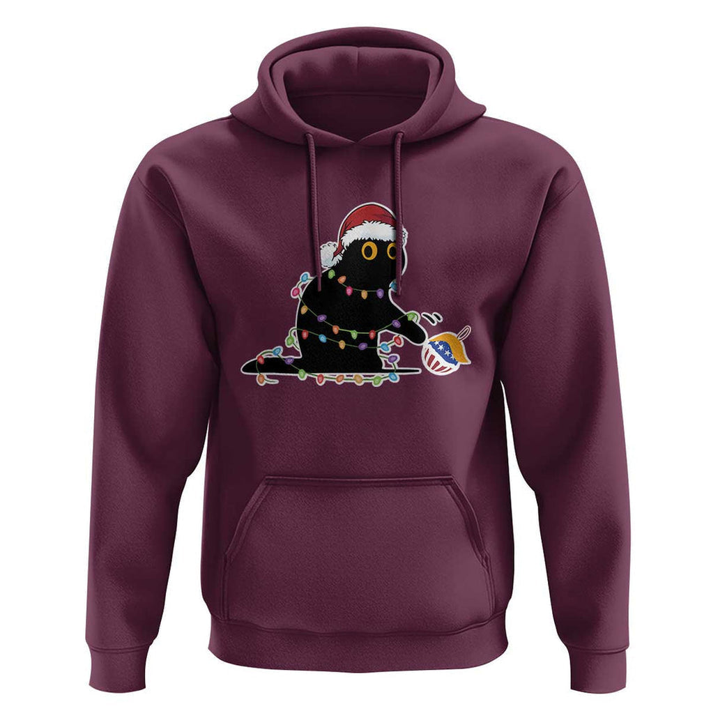 Funny Harris Supporter Hoodie Christmas Black Cat With Bauble TS11 Maroon Print Your Wear