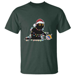 Funny Harris Supporter T Shirt Christmas Black Cat With Bauble TS11 Dark Forest Green Print Your Wear