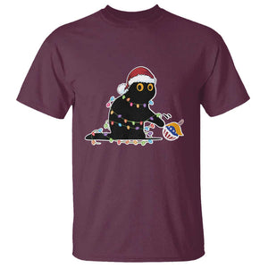 Funny Harris Supporter T Shirt Christmas Black Cat With Bauble TS11 Maroon Print Your Wear