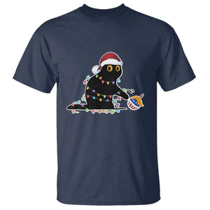 Funny Harris Supporter T Shirt Christmas Black Cat With Bauble TS11 Navy Print Your Wear