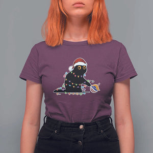 Funny Harris Supporter T Shirt For Women Christmas Black Cat With Bauble TS11 Maroon Print Your Wear