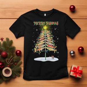 Funny Christmas Fishing T Shirt Merry Fishmas Fish Xmas Tree Star TS11 Black Print Your Wear