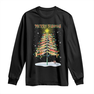 Funny Christmas Fishing Long Sleeve Shirt Merry Fishmas Fish Xmas Tree Star TS11 Black Print Your Wear