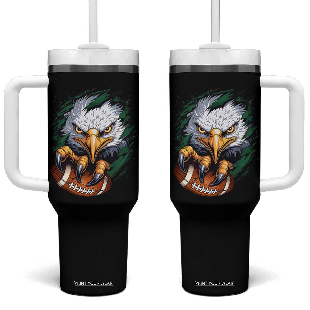 PFE Football Game Green Sport Lovers Tumbler With Handle TS11 One Size: 40 oz Black Print Your Wear