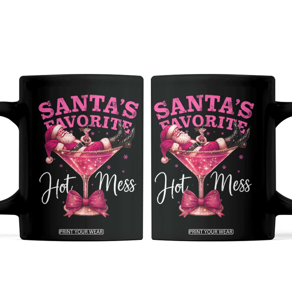 Funny Christmas Santas Favorite Hot Mess Coffee Mug Xmas Drinking Party TS11 Black Print Your Wear