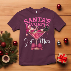 Funny Christmas Santas Favorite Hot Mess T Shirt Xmas Drinking Party TS11 Maroon Print Your Wear