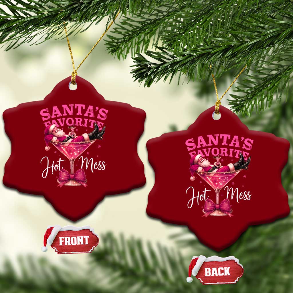 Funny Christmas Santas Favorite Hot Mess Ceramic Ornament Xmas Drinking Party TS11 Print Your Wear