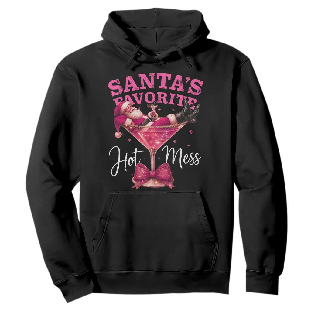 Funny Christmas Santas Favorite Hot Mess Hoodie Xmas Drinking Party TS11 Black Print Your Wear