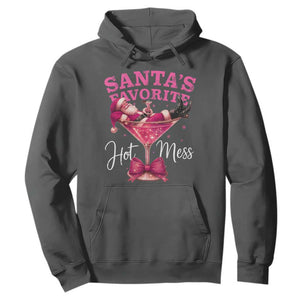 Funny Christmas Santas Favorite Hot Mess Hoodie Xmas Drinking Party TS11 Dark Heather Print Your Wear
