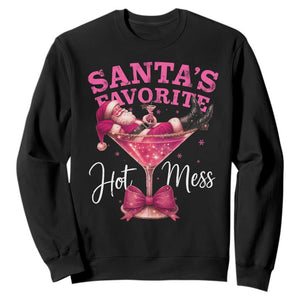 Funny Christmas Santas Favorite Hot Mess Sweatshirt Xmas Drinking Party TS11 Black Print Your Wear