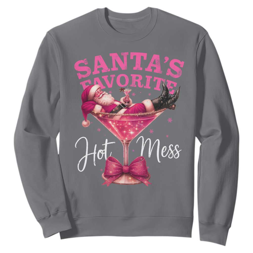Funny Christmas Santas Favorite Hot Mess Sweatshirt Xmas Drinking Party TS11 Charcoal Print Your Wear