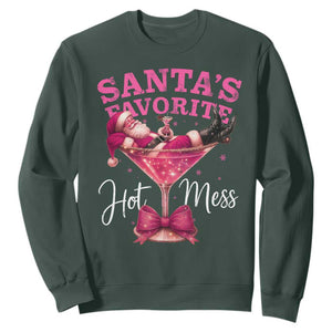 Funny Christmas Santas Favorite Hot Mess Sweatshirt Xmas Drinking Party TS11 Dark Forest Green Print Your Wear