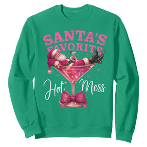 Funny Christmas Santas Favorite Hot Mess Sweatshirt Xmas Drinking Party TS11 Irish Green Print Your Wear