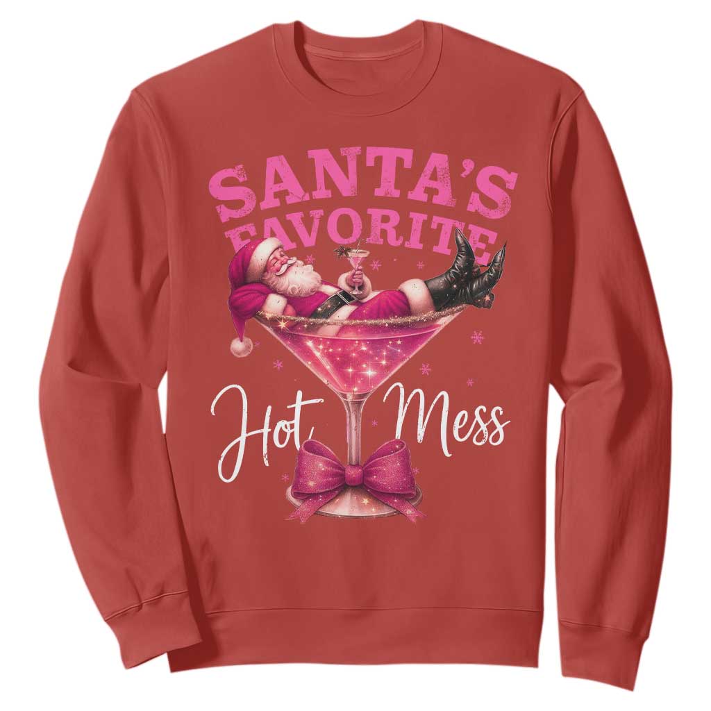 Funny Christmas Santas Favorite Hot Mess Sweatshirt Xmas Drinking Party TS11 Red Print Your Wear