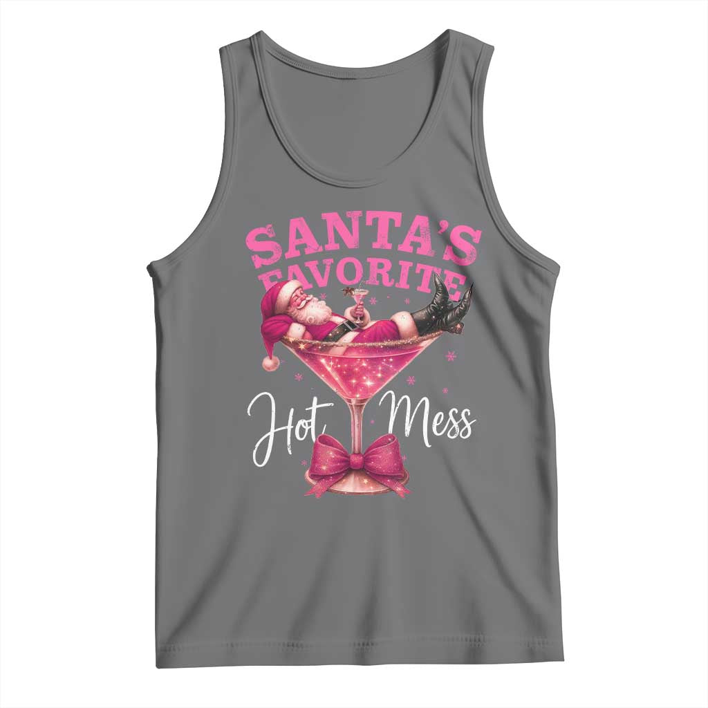 Funny Christmas Santas Favorite Hot Mess Tank Top Xmas Drinking Party TS11 Black Heather Print Your Wear