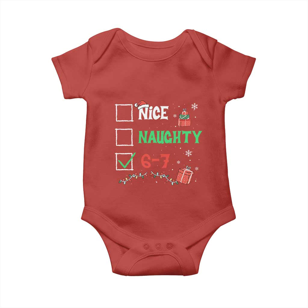 Funny 67 Christmas Baby Onesie Nice Naughty 67 Xmas Checklist TS11 Red Print Your Wear