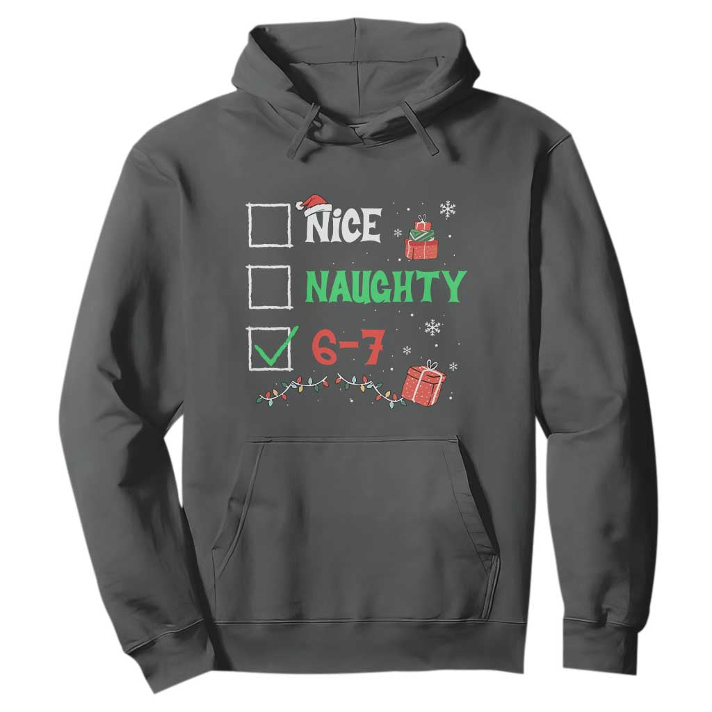 Funny 67 Christmas Hoodie Nice Naughty 67 Xmas Checklist TS11 Dark Heather Print Your Wear