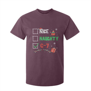 Funny 67 Christmas T Shirt For Kid Nice Naughty 67 Xmas Checklist TS11 Maroon Print Your Wear