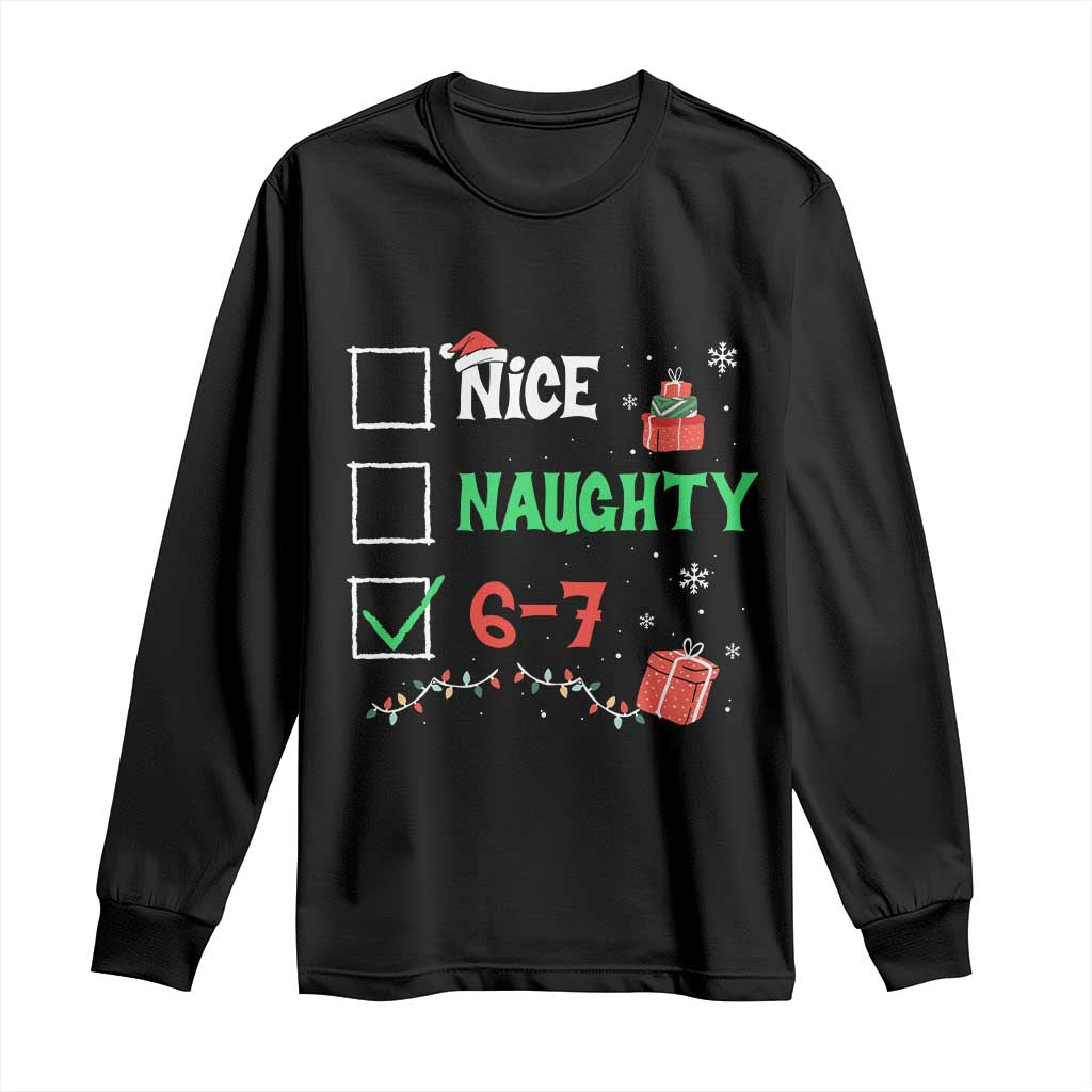 Funny 67 Christmas Long Sleeve Shirt Nice Naughty 67 Xmas Checklist TS11 Black Print Your Wear