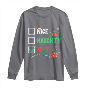 Funny 67 Christmas Long Sleeve Shirt Nice Naughty 67 Xmas Checklist TS11 Charcoal Print Your Wear