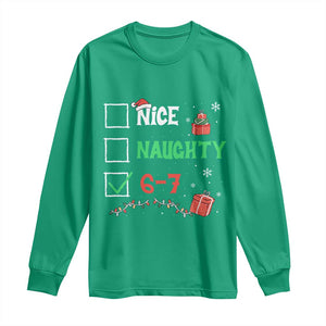Funny 67 Christmas Long Sleeve Shirt Nice Naughty 67 Xmas Checklist TS11 Irish Green Print Your Wear
