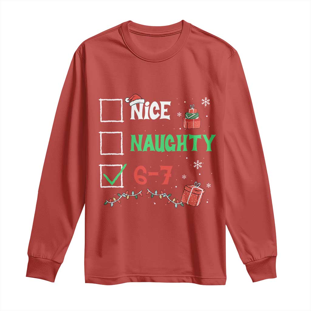 Funny 67 Christmas Long Sleeve Shirt Nice Naughty 67 Xmas Checklist TS11 Red Print Your Wear