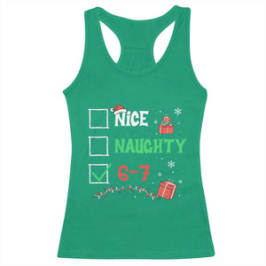 Funny 67 Christmas Racerback Tank Top Nice Naughty 67 Xmas Checklist TS11 Irish Green Print Your Wear