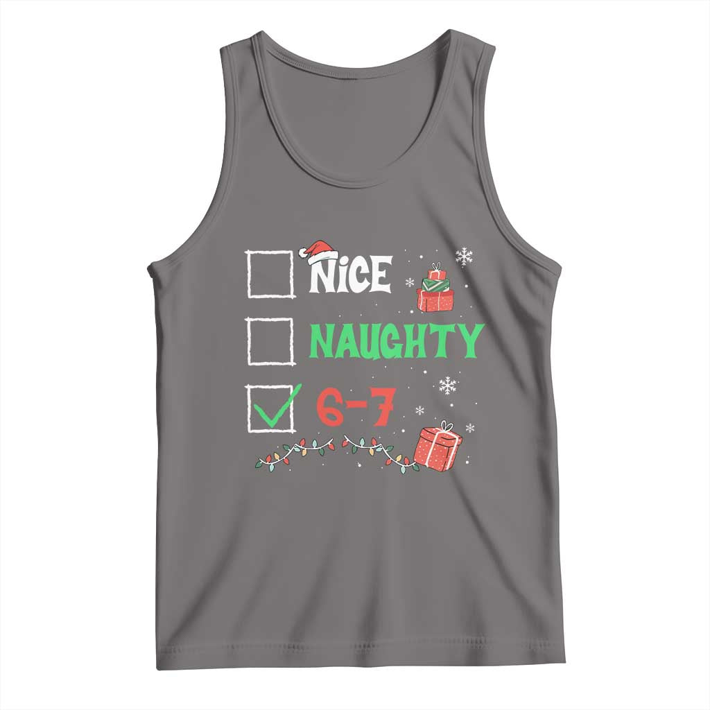 Funny 67 Christmas Tank Top Nice Naughty 67 Xmas Checklist TS11 Deep Heather Print Your Wear