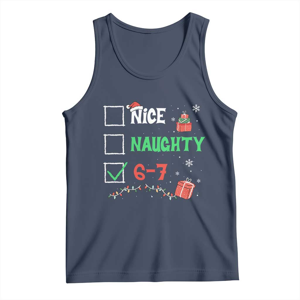 Funny 67 Christmas Tank Top Nice Naughty 67 Xmas Checklist TS11 Navy Print Your Wear