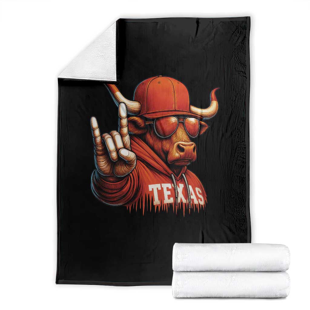 TFL Football Lover Throw Blanket Orange Cow Rock Hand Sign TS11 Black Print Your Wear