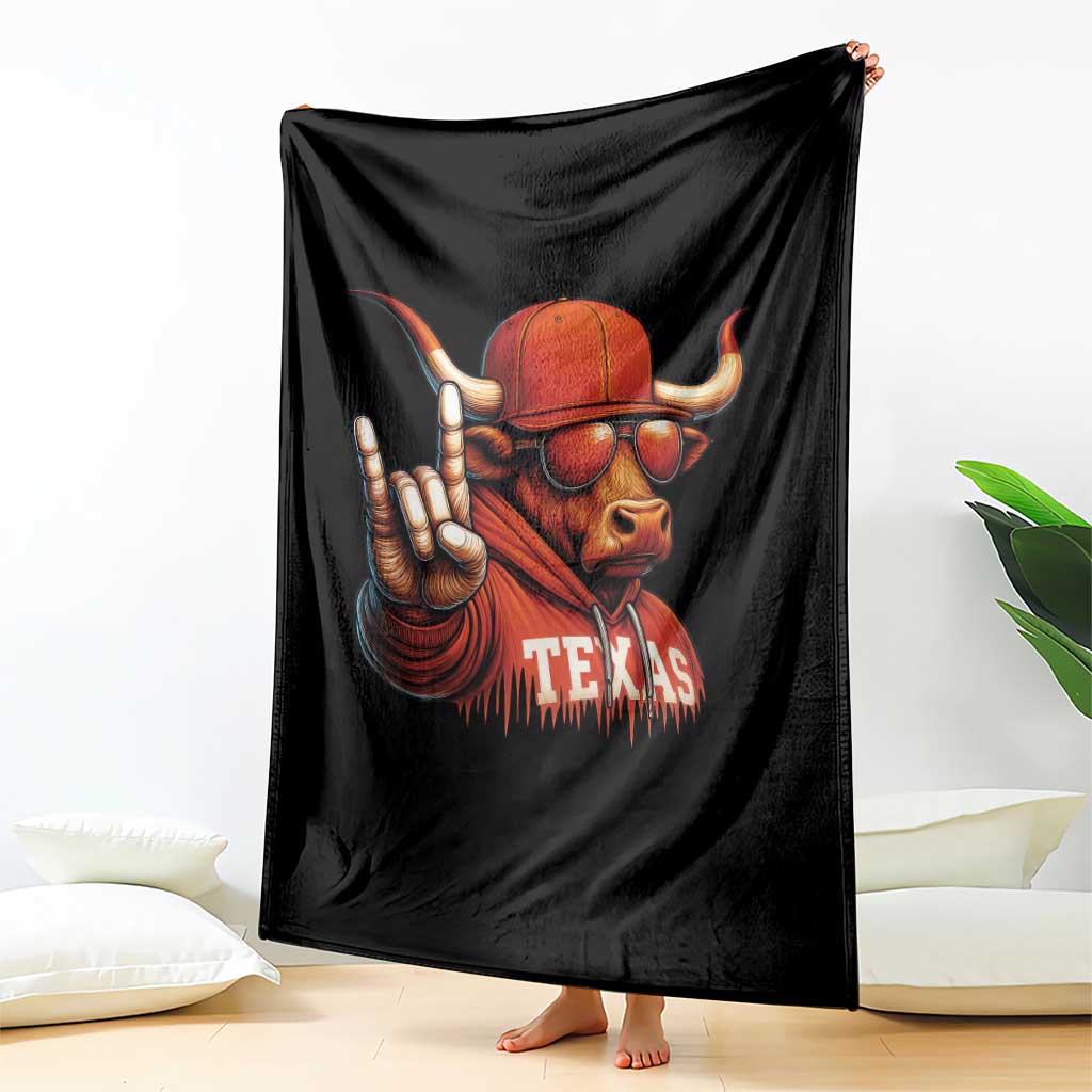 TFL Football Lover Throw Blanket Orange Cow Rock Hand Sign TS11 Print Your Wear