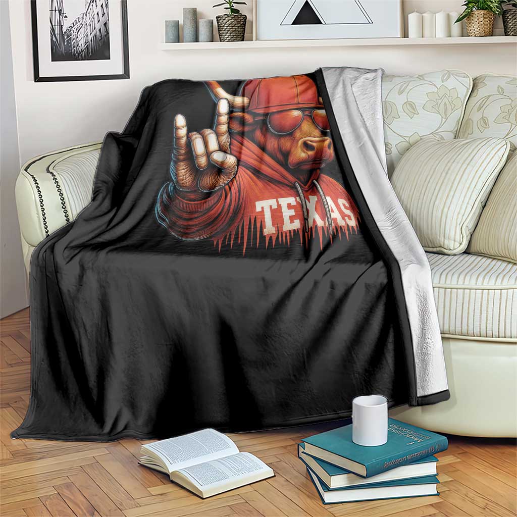 TFL Football Lover Throw Blanket Orange Cow Rock Hand Sign TS11 Print Your Wear