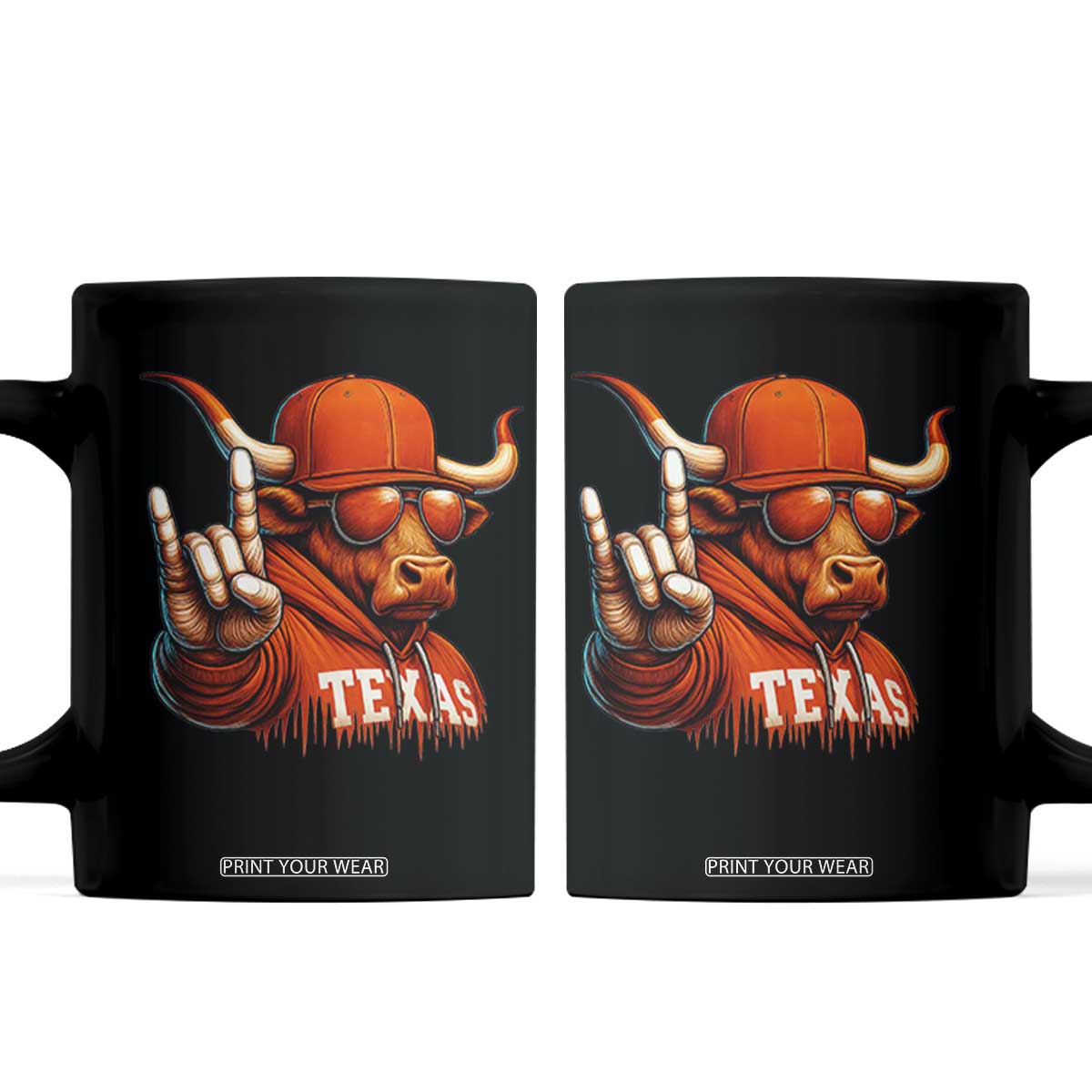 TFL Football Lover Coffee Mug Orange Cow Rock Hand Sign TS11 Black Print Your Wear
