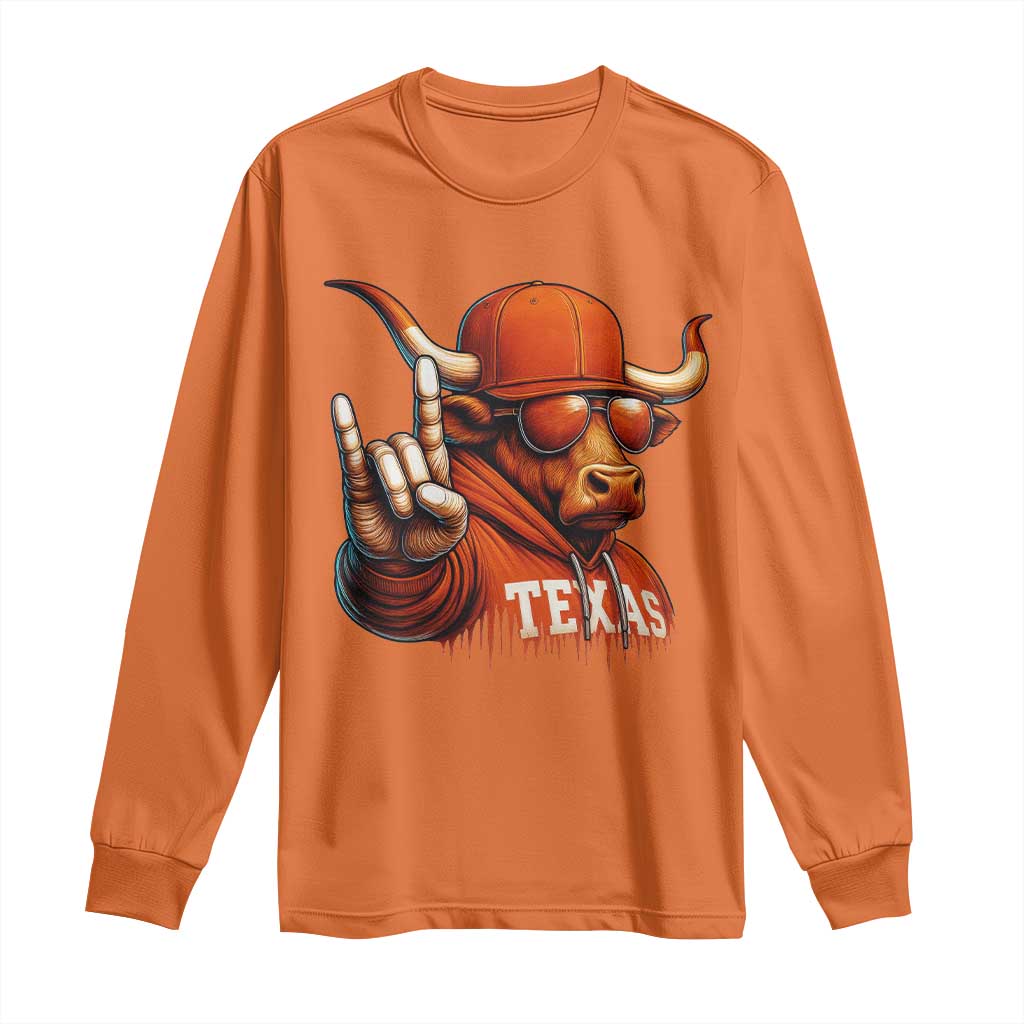 TFL Football Lover Long Sleeve Shirt Orange Cow Rock Hand Sign TS11 Orange Print Your Wear