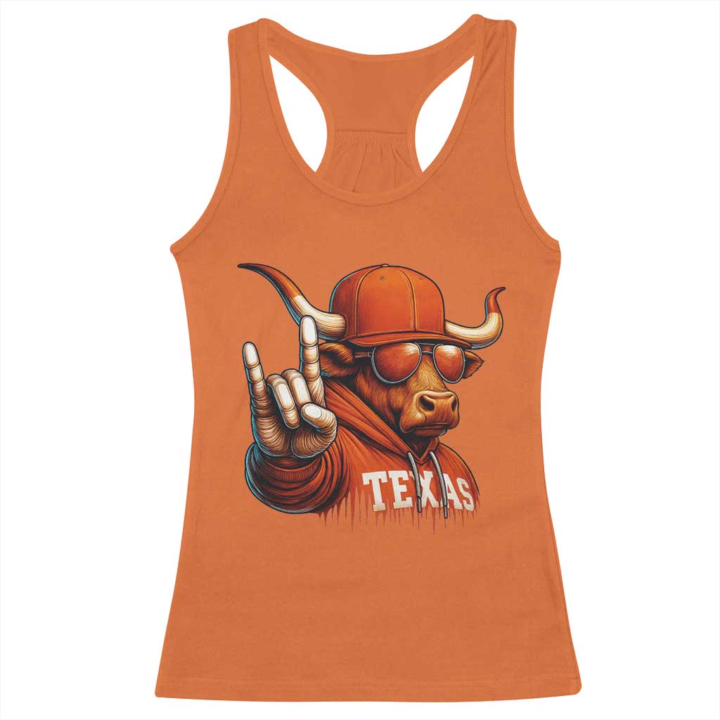 TFL Football Lover Racerback Tank Top Orange Cow Rock Hand Sign TS11 Orange Print Your Wear