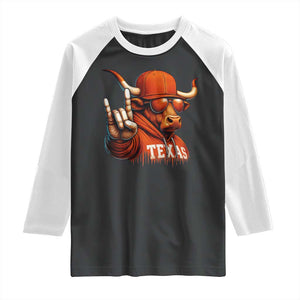 TFL Football Lover Raglan Shirt Orange Cow Rock Hand Sign TS11 Black White Print Your Wear