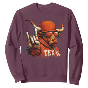 TFL Football Lover Sweatshirt Orange Cow Rock Hand Sign TS11 Maroon Print Your Wear