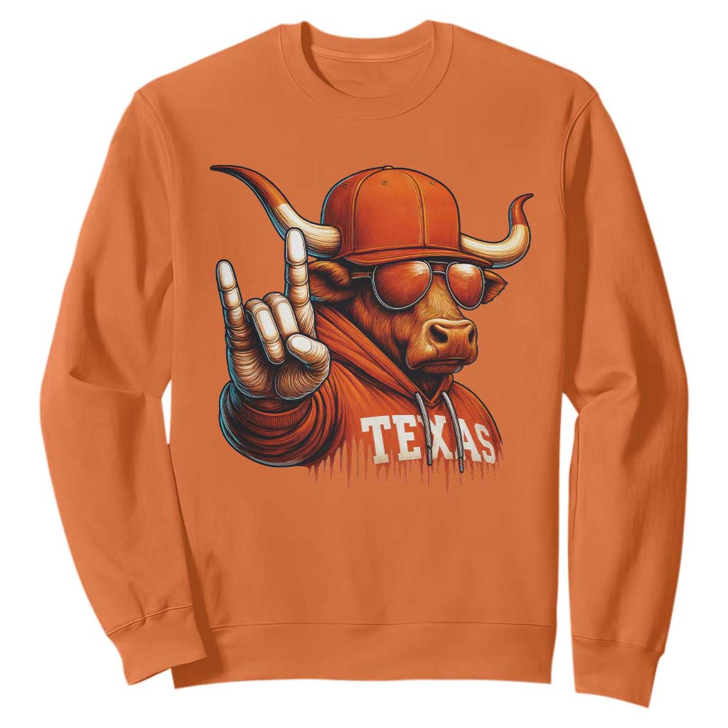 TFL Football Lover Sweatshirt Orange Cow Rock Hand Sign TS11 Orange Print Your Wear