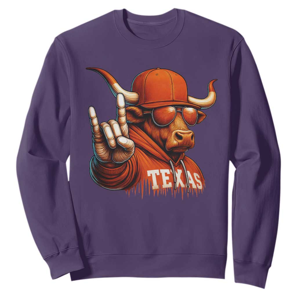 TFL Football Lover Sweatshirt Orange Cow Rock Hand Sign TS11 Purple Print Your Wear