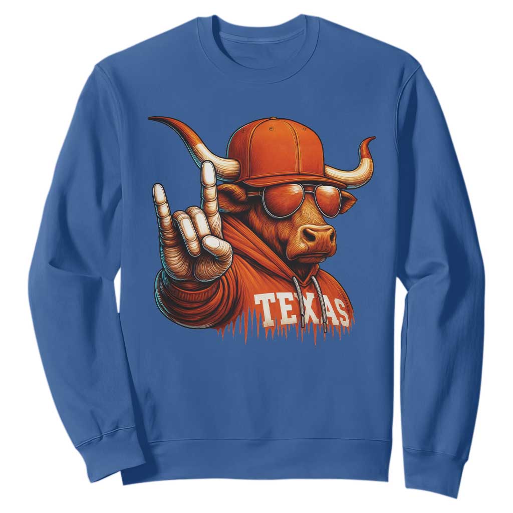 TFL Football Lover Sweatshirt Orange Cow Rock Hand Sign TS11 Royal Blue Print Your Wear