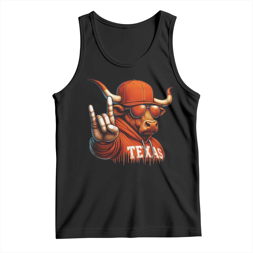 TFL Football Lover Tank Top Orange Cow Rock Hand Sign TS11 Black Print Your Wear