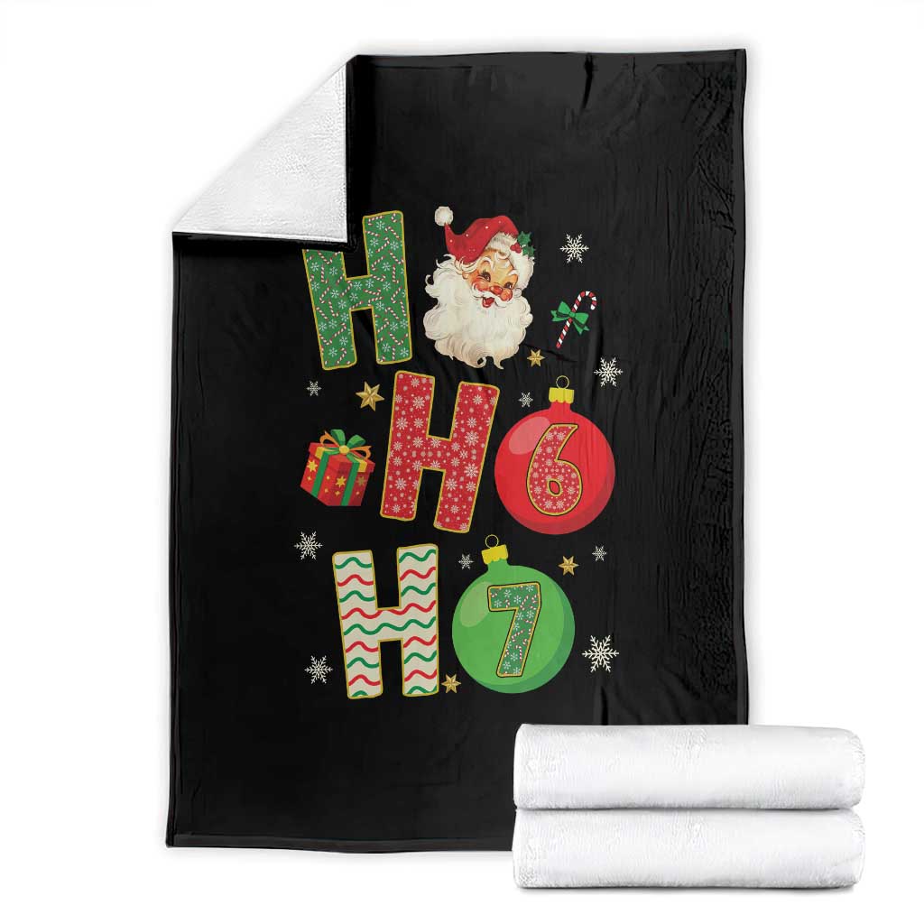 Funny Christmas Santa Ho Ho Ho 67 Throw Blanket Six Seven Meme 6 7 Xmas Bauble TS11 Black Print Your Wear