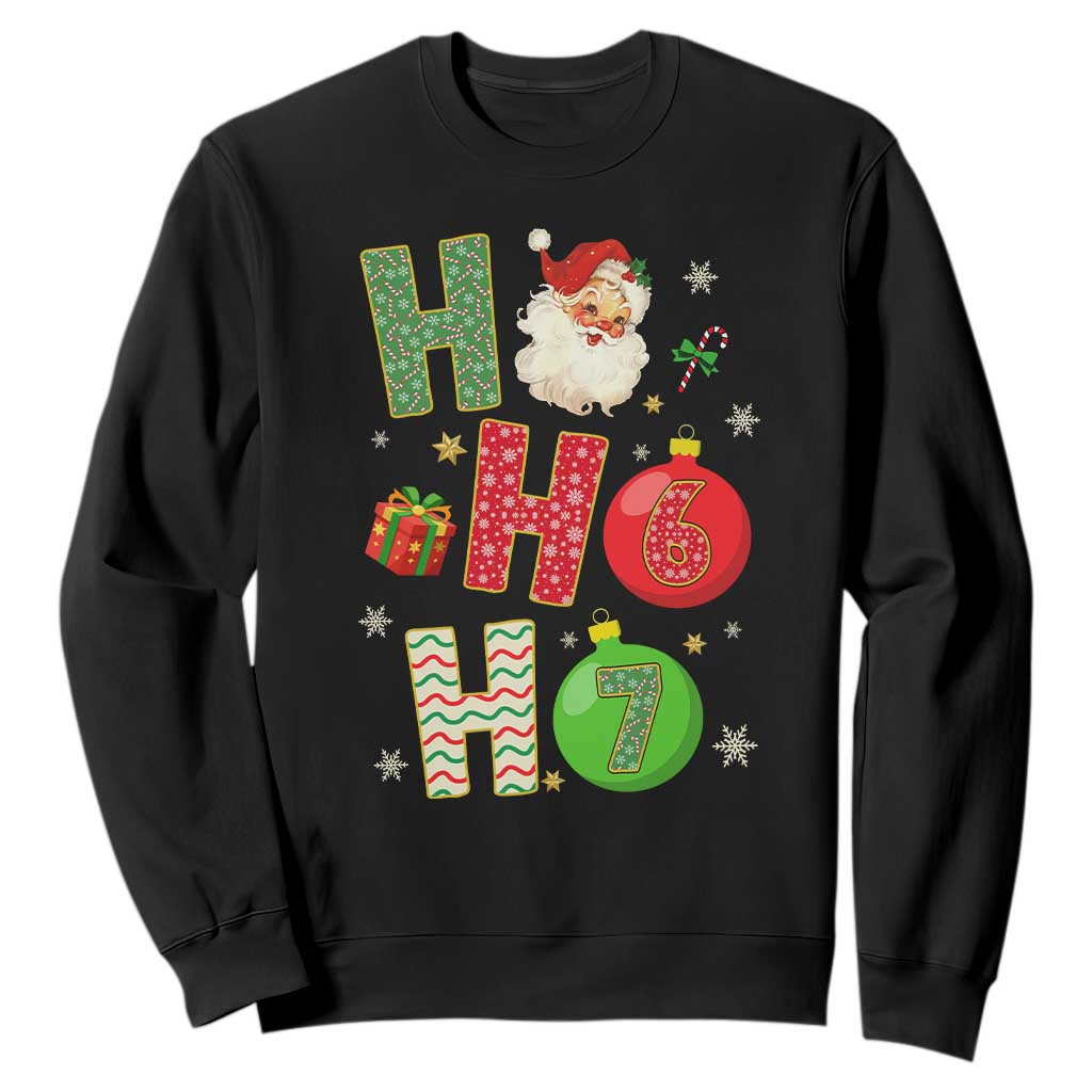 Funny Christmas Santa Ho Ho Ho 67 Sweatshirt Six Seven Meme 6 7 Xmas Bauble TS11 Black Print Your Wear