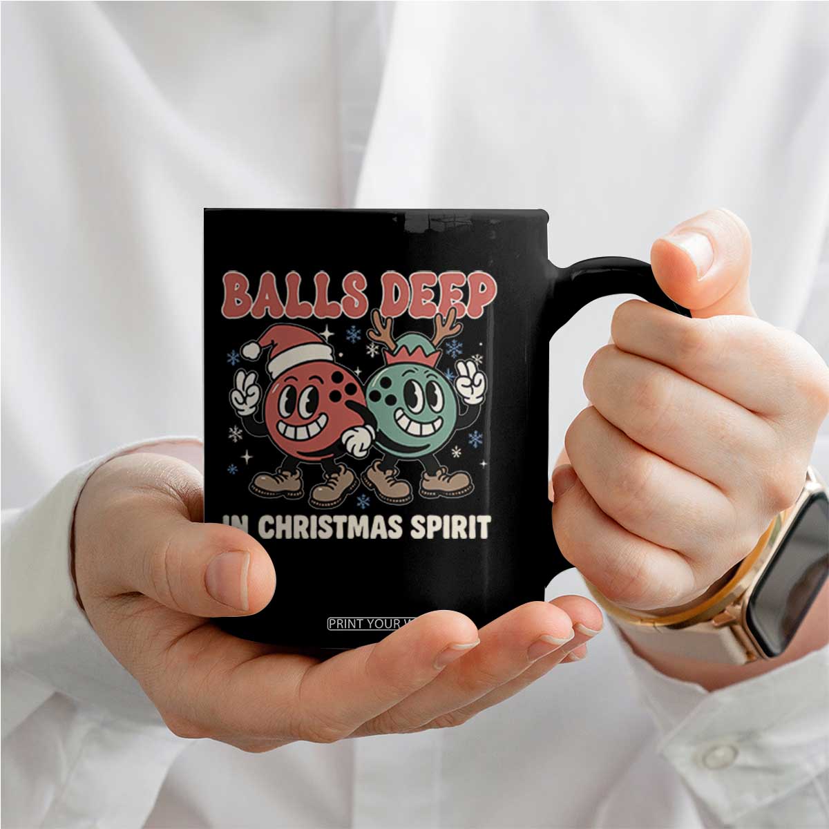 Funny Christmas Bowling Coffee Mug Balls Deep In Christmas Spirit TS11 Print Your Wear