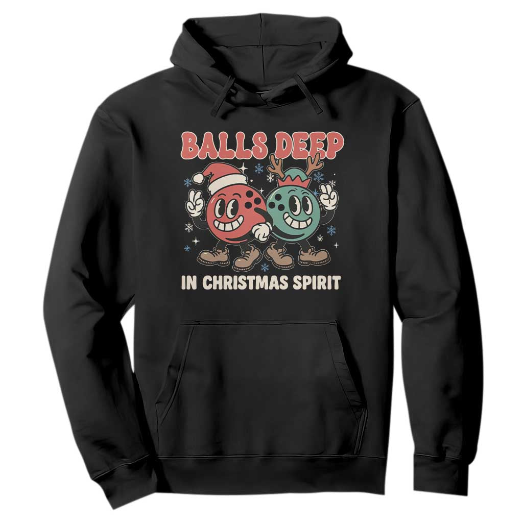 Funny Christmas Bowling Hoodie Balls Deep In Christmas Spirit TS11 Black Print Your Wear